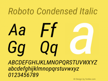 Roboto Condensed Italic Version 3.008; 2023图片样张