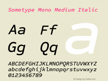 Sometype Mono Medium Italic Version 1.001图片样张