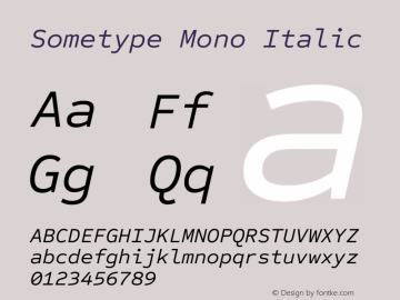 Sometype Mono Italic Version 1.001图片样张