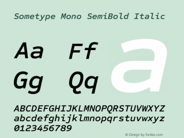 Sometype Mono SemiBold Italic Version 1.001图片样张