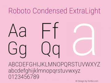 Roboto Condensed ExtraLight Version 3.008; 2023图片样张