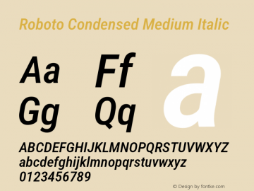 Roboto Condensed Medium Italic Version 3.008; 2023图片样张