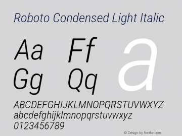 Roboto Condensed Light Italic Version 3.008; 2023图片样张