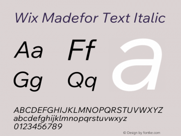 Wix Madefor Text Italic Version 3.100图片样张