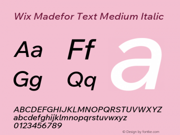 Wix Madefor Text Medium Italic Version 3.100图片样张