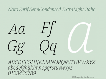 Noto Serif SemiCondensed ExtraLight Italic Version 2.013图片样张