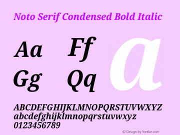 Noto Serif Condensed Bold Italic Version 2.013图片样张