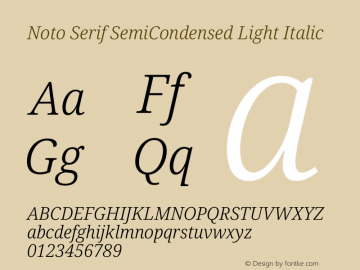 Noto Serif SemiCondensed Light Italic Version 2.013图片样张