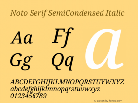 Noto Serif SemiCondensed Italic Version 2.013图片样张