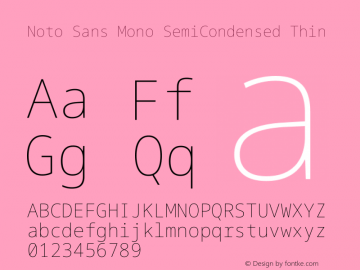 Noto Sans Mono SemiCondensed Thin Version 2.014图片样张