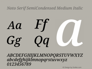 Noto Serif SemiCondensed Medium Italic Version 2.013图片样张