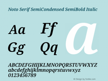 Noto Serif SemiCondensed SemiBold Italic Version 2.013图片样张
