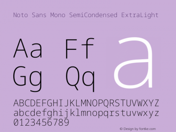 Noto Sans Mono SemiCondensed ExtraLight Version 2.014图片样张