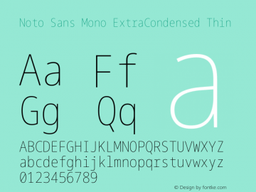 Noto Sans Mono ExtraCondensed Thin Version 2.014图片样张