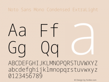 Noto Sans Mono Condensed ExtraLight Version 2.014图片样张