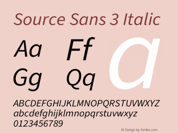 Source Sans 3 Italic Version 3.052;hotconv 1.1.0;makeotfexe 2.6.0图片样张