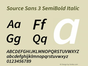 Source Sans 3 SemiBold Italic Version 3.052;hotconv 1.1.0;makeotfexe 2.6.0图片样张