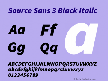 Source Sans 3 Black Italic Version 3.052;hotconv 1.1.0;makeotfexe 2.6.0图片样张