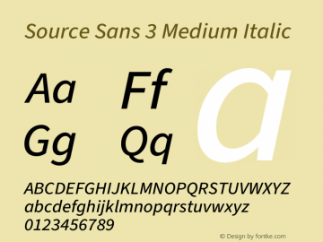 Source Sans 3 Medium Italic Version 3.052;hotconv 1.1.0;makeotfexe 2.6.0图片样张