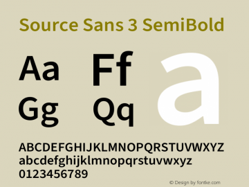 Source Sans 3 SemiBold Version 3.052;hotconv 1.1.0;makeotfexe 2.6.0图片样张