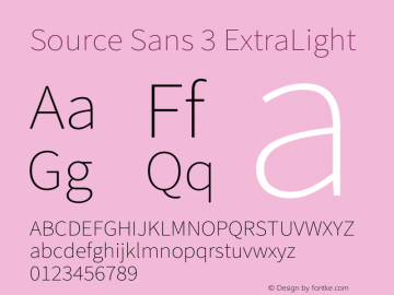 Source Sans 3 ExtraLight Version 3.052;hotconv 1.1.0;makeotfexe 2.6.0图片样张