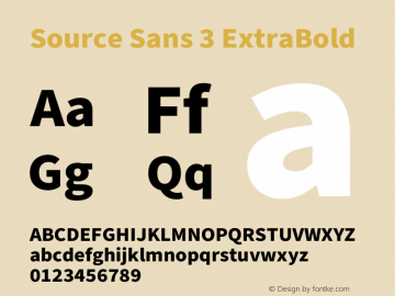 Source Sans 3 ExtraBold Version 3.052;hotconv 1.1.0;makeotfexe 2.6.0图片样张