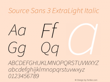 Source Sans 3 Italic Version 3.052;hotconv 1.1.0;makeotfexe 2.6.0图片样张