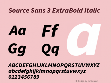 Source Sans 3 ExtraBold Italic Version 3.052;hotconv 1.1.0;makeotfexe 2.6.0图片样张