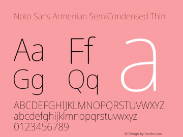 Noto Sans Armenian SemiCondensed Thin Version 2.008图片样张