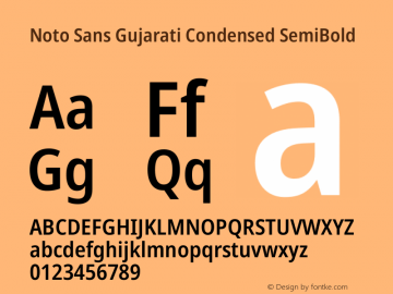 Noto Sans Gujarati Condensed SemiBold Version 2.106图片样张