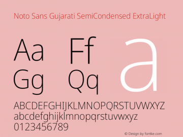 Noto Sans Gujarati SemiCondensed ExtraLight Version 2.106图片样张