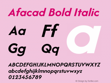 Afacad Bold Italic Version 1.000图片样张