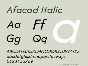 Afacad Italic Version 1.000图片样张