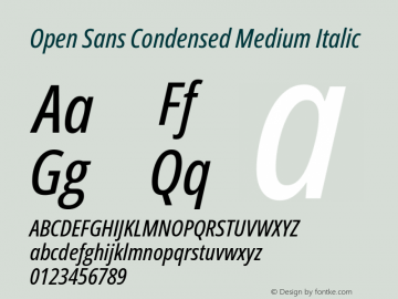 Open Sans Condensed Medium Italic Version 3.003图片样张
