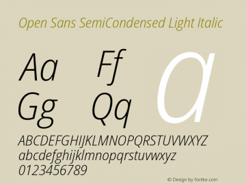 Open Sans SemiCondensed Light Italic Version 3.003图片样张