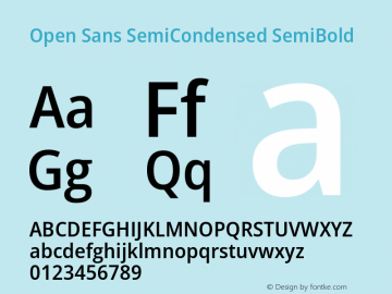 Open Sans SemiCondensed SemiBold Version 3.003图片样张