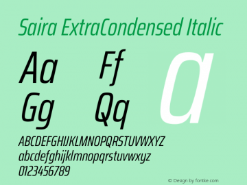 Saira ExtraCondensed Italic Version 1.101图片样张