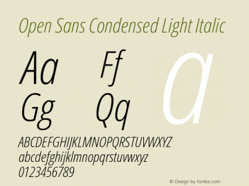 Open Sans Condensed Light Italic Version 3.003图片样张