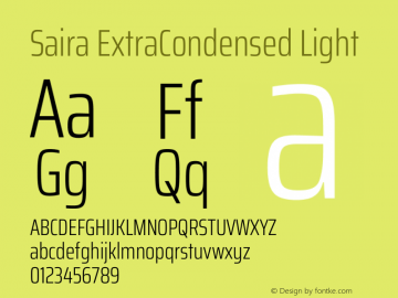 Saira ExtraCondensed Light Version 1.101图片样张