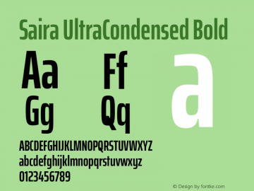 Saira UltraCondensed Bold Version 1.101图片样张