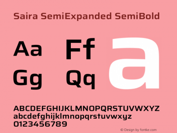 Saira SemiExpanded SemiBold Version 1.101图片样张