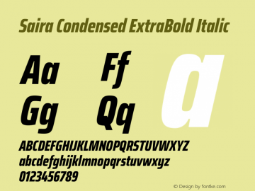 Saira Condensed ExtraBold Italic Version 1.101图片样张