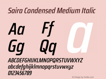 Saira Condensed Medium Italic Version 1.101图片样张