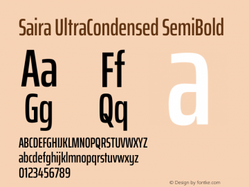 Saira UltraCondensed SemiBold Version 1.101图片样张