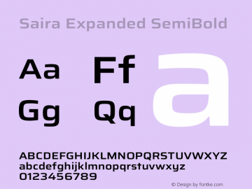 Saira Expanded SemiBold Version 1.101图片样张