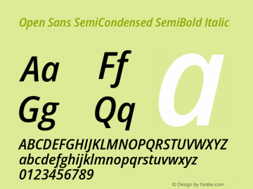 Open Sans SemiCondensed SemiBold Italic Version 3.003图片样张