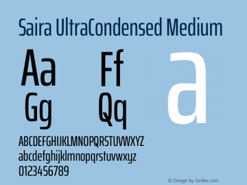 Saira UltraCondensed Medium Version 1.101图片样张