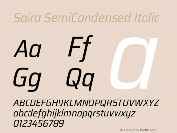 Saira SemiCondensed Italic Version 1.101图片样张