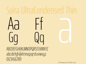 Saira UltraCondensed Thin Version 1.101图片样张