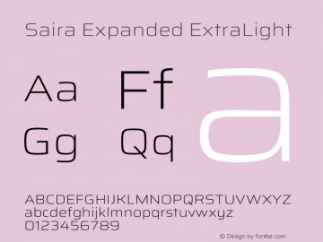 Saira Expanded ExtraLight Version 1.101图片样张
